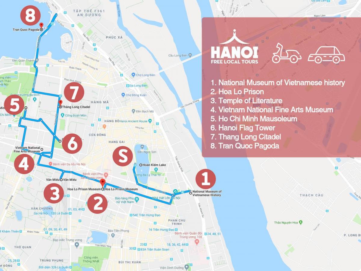 hanoi franska hverfið gönguferð kort