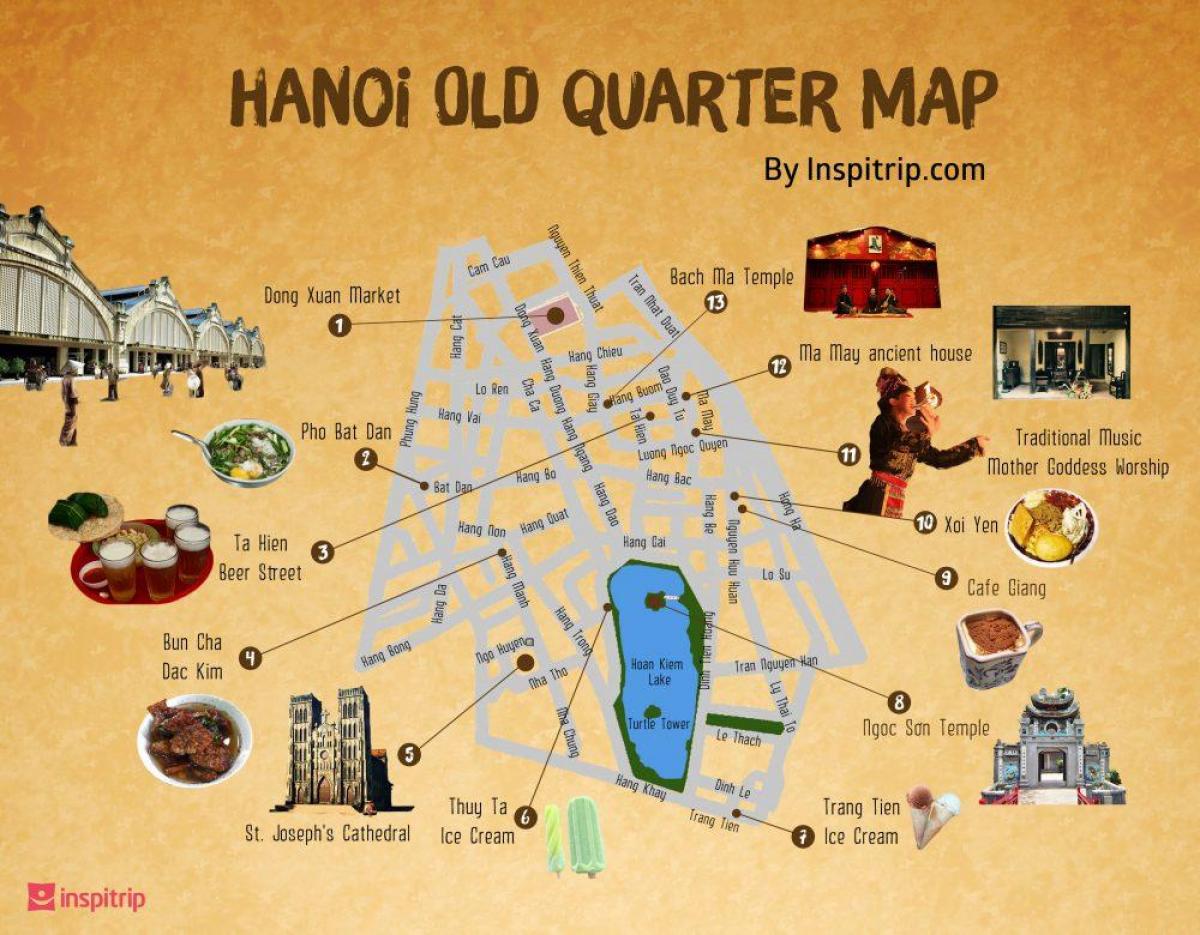götunni kort af hanoi gamla ársfjórðungi