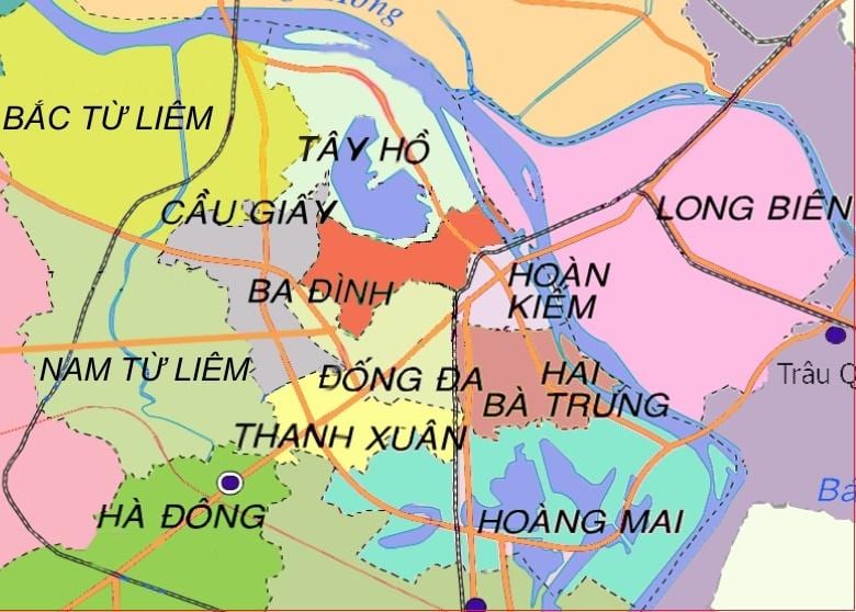 Kort af ha dong umdæmi hanoi