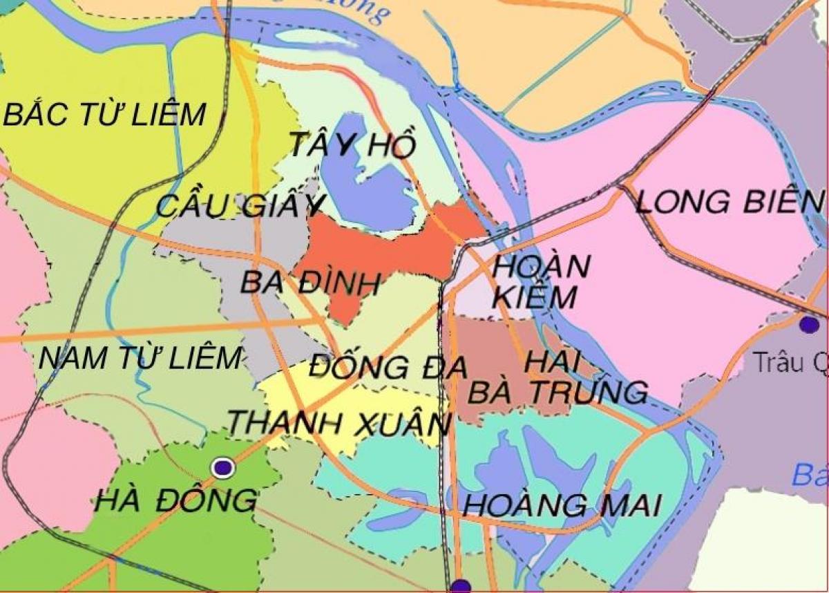 Kort af ha dong umdæmi hanoi