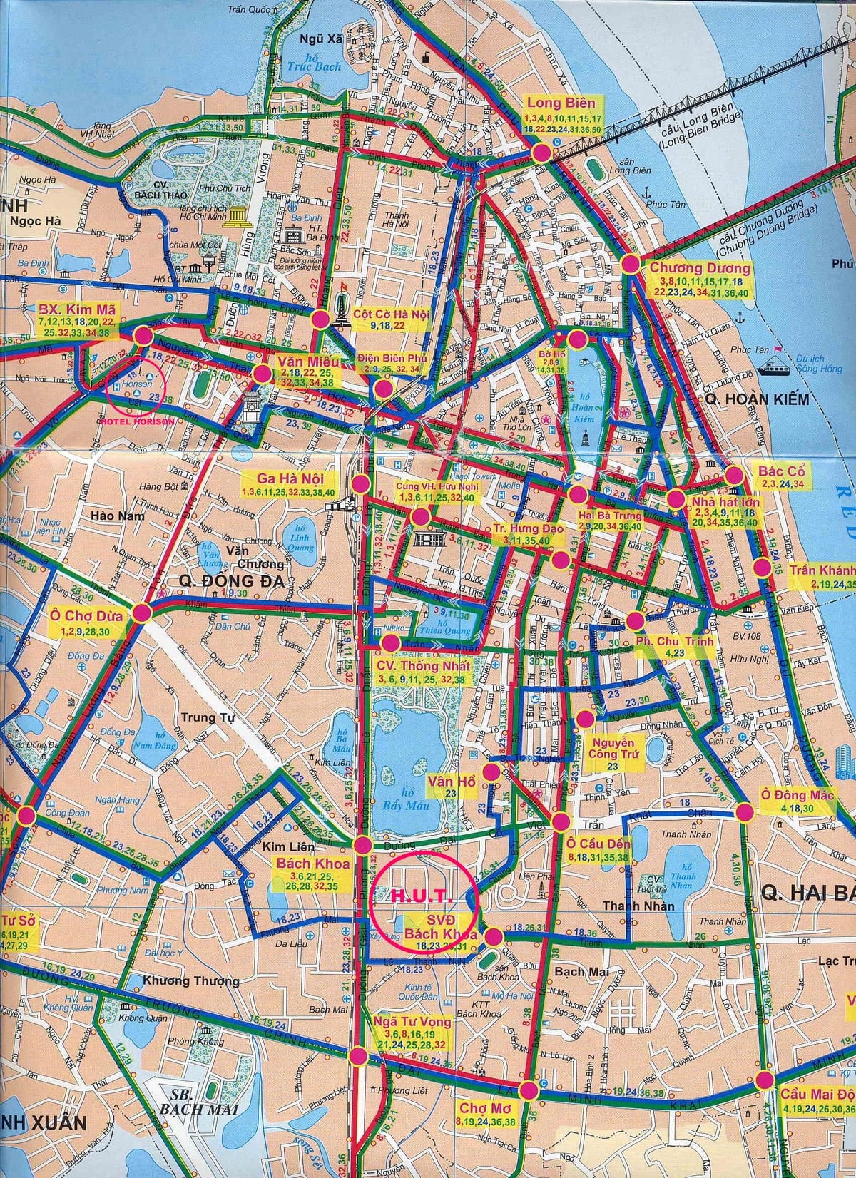 Kort af hanoi city strætó