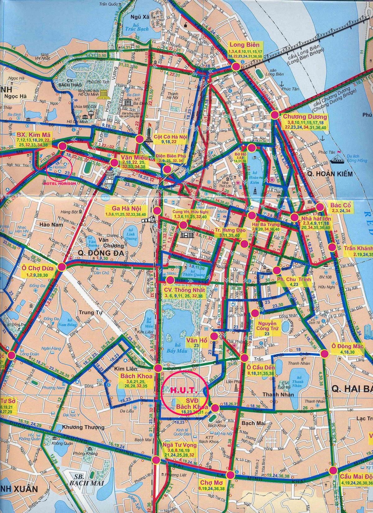 Kort af hanoi city strætó