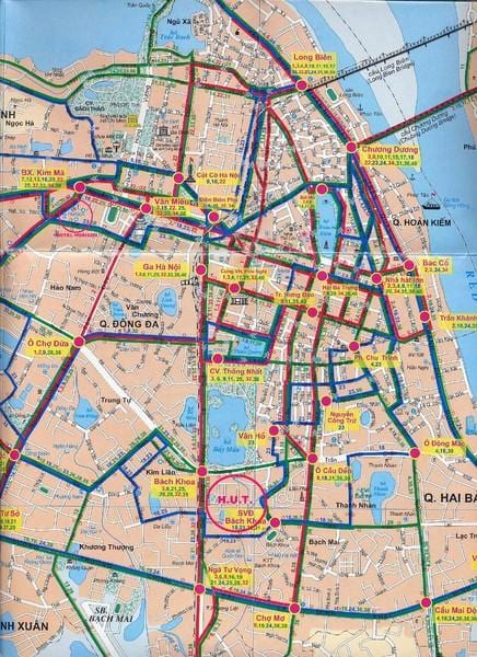 hanoi strætó leiðir kort