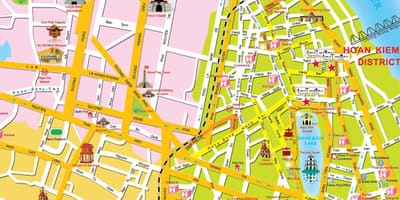 Hanoi gamla hverfinu ferðamaður kort